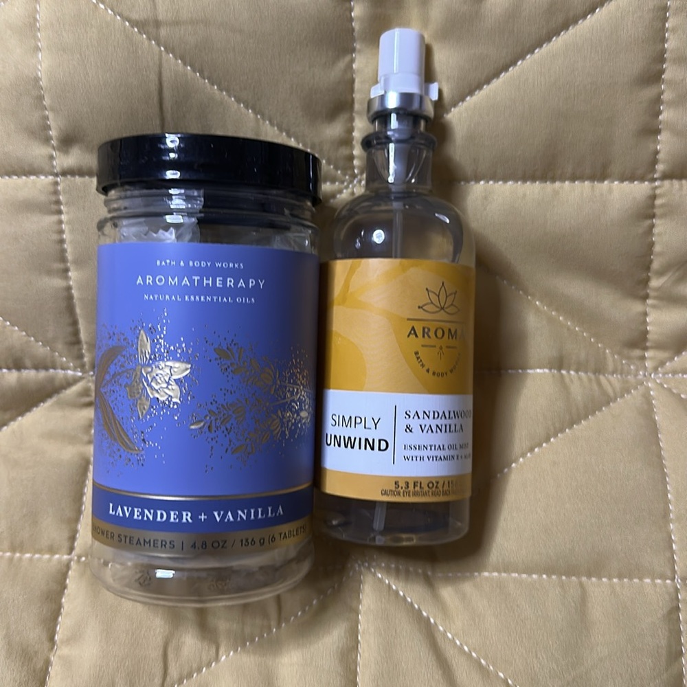 Bath and Body Works Aromatherapy shower steamers and Essential Oil mist duo